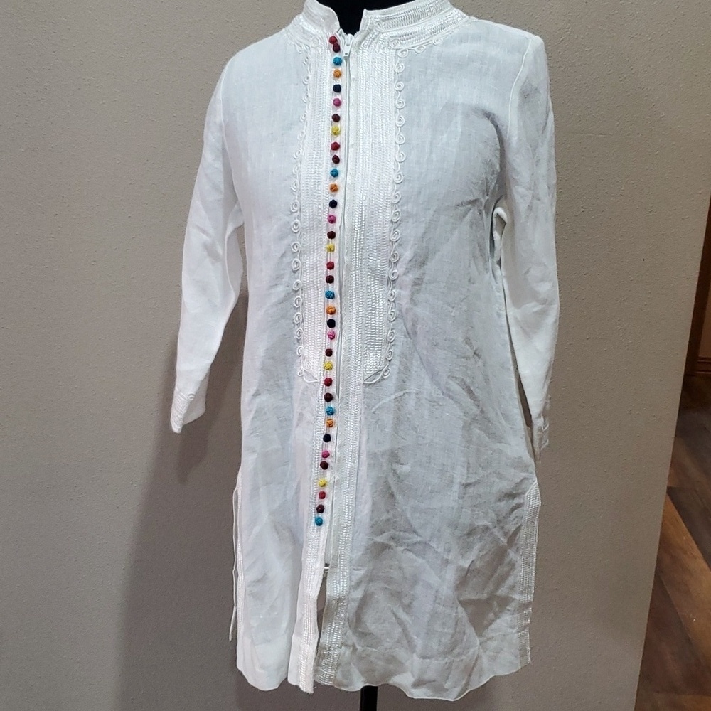 Soft surroundings line white embroidered tunic long line top